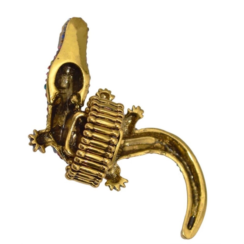 Bold Multicolor Crystal Alligator Statement Ring … - image 2